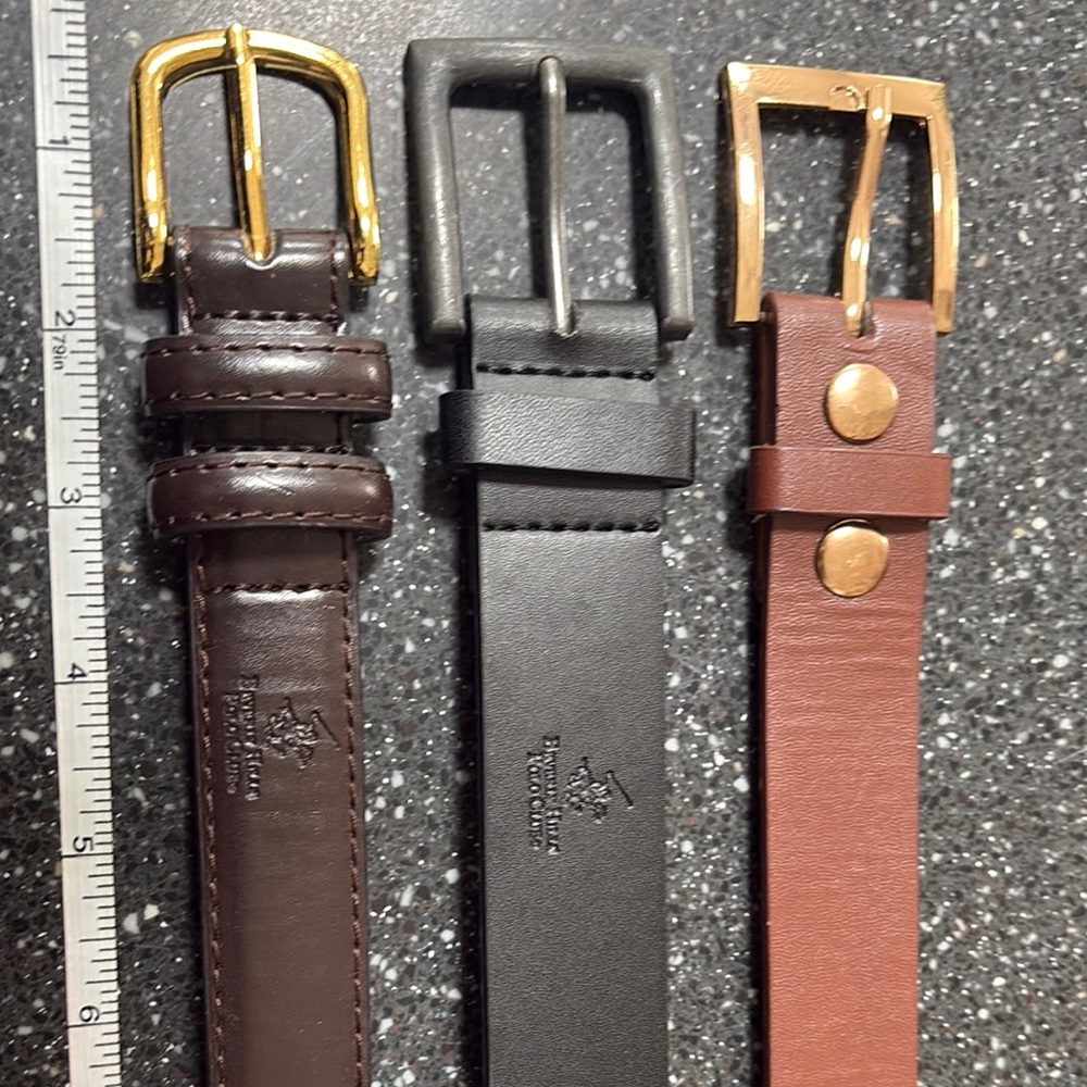 Boys Black and Brown Leather Belts by Brooks Brothers